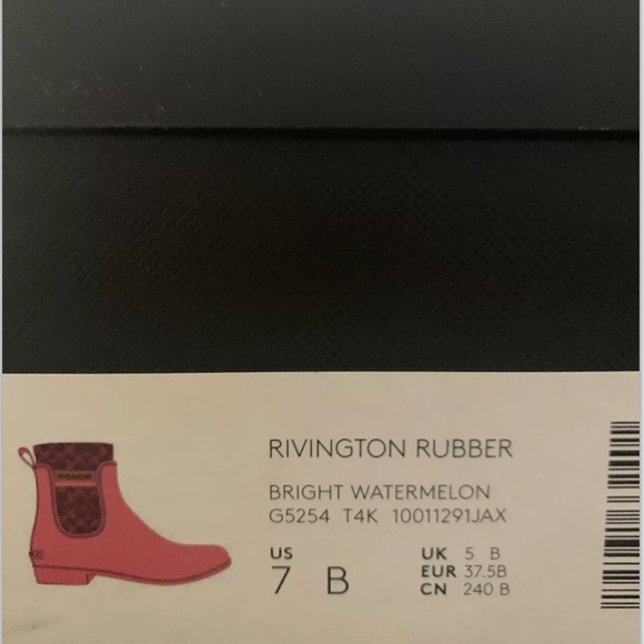 Brand New Coach Rivington Rubber Short Rain Boots 7 B/Narrow Fit/Size Up - Picture 4 of 12